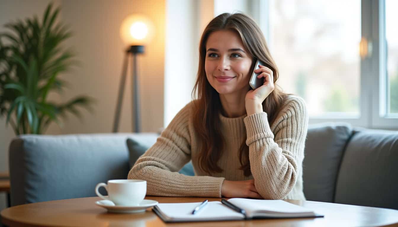 Personne en train de téléphoner au service client d