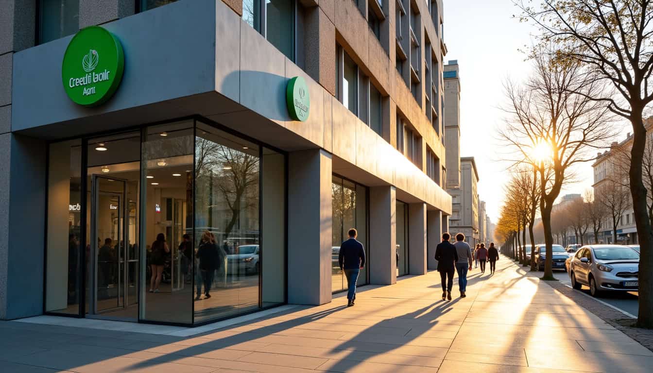 Façade extérieure de l’agence Crédit Agricole située au 113 avenue Henri Barbusse à Drancy